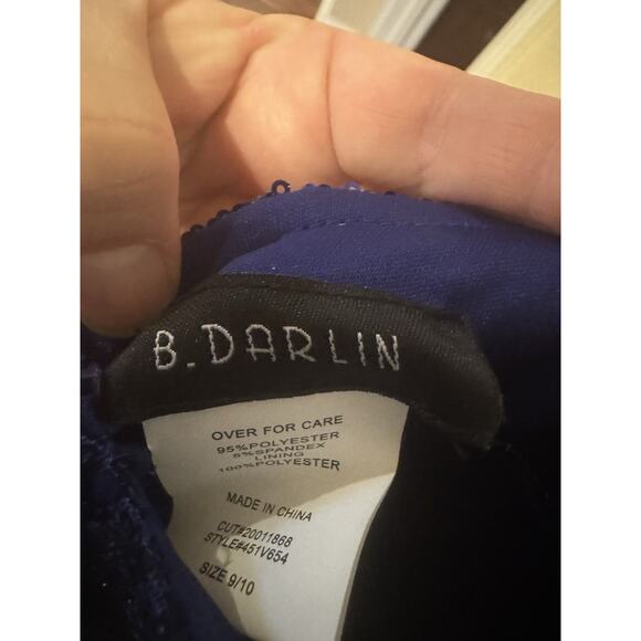 B Darlin NWT Sequin Strappy Sleeveless Gown With Train Royal Blue Size 9/10 - Picture 9 of 10